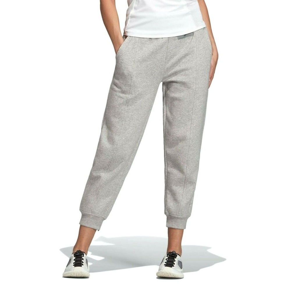 Adidas By Stella McCartney Heather Grey Cropped Split Women Sweatpants Sz S NWT - Picture 3 of 5